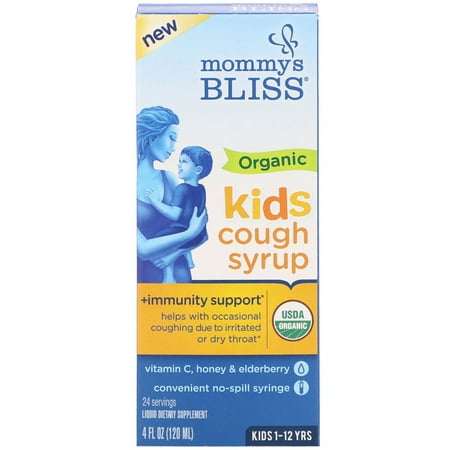 Mommy's Bliss Kids, Organic Cough Syrup + Immunity Support, 1-12 Yrs, 4 fl oz (120 (The Best Cough Syrup For Kids)
