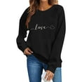 thumbnail image 5 of Womens Valentine's Day Sweatshirt Black - Oversized Crewneck with Embroidered Love Heart Design, Soft Fleece Romantic Pullover for Her,Size S, 5 of 6