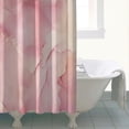 thumbnail image 4 of Pink Shower Curtain, Abstract Peach Coral Fabric Shower Curtain for Bathroom, Modern Watercolor Ink Art Shower Curtain Set with Hooks, 72 x 72, 4 of 4