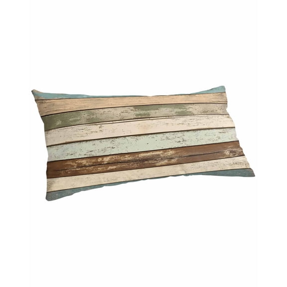 Farmhouse Teal Brown Pillow Covers King Size, Country Ombre Wooden Soft Bed Throw Pillowcases Breathable Cooling Long Lumbar Body Pillow Sham Cover for Bed Sofa 20''x40''