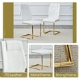 thumbnail image 5 of Table and chair set.Modern Luxurious Transparent Tempered Glass Dining Table Set with 8 Chairs.Double Forked Golden Metal Table Legs.White high-quality PU dining chairs with golden metal legs., 5 of 9