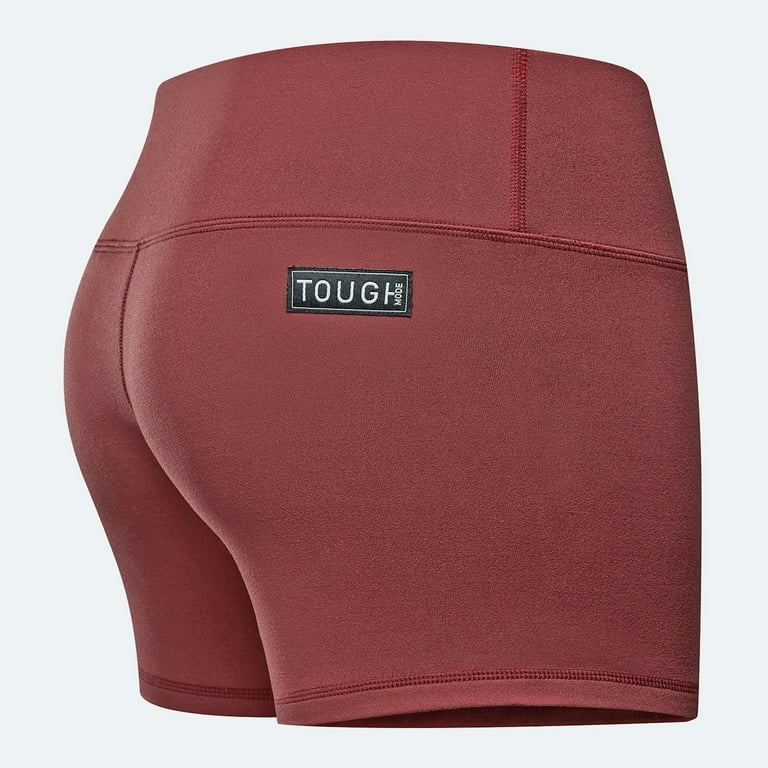 Tough Mode Women's 3 5 Mid-Waisted Athletic Running Workout Volleyball  Spandex Gym Dance Crossfit WOD Lifting Active Soccer Sports Training  Compression Booty Shorts 