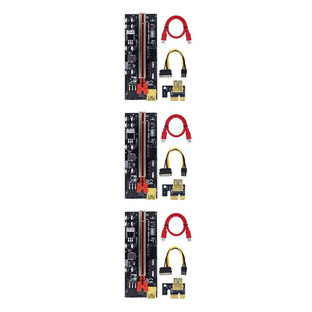 ziyahi PCI-E 1x to 6x Exender Board 6 Pin USB 3.0 Card Portable Mining Desktop PC Motherboard Adapter Device for Miner Red Slot+Red Wire 3Set