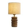 thumbnail image 2 of 15'' Japandi Solid Wood Base Table Lamp Modern Classic Nightstand Lamp with Beige Fabric Shade for Bedside Foyer Dining Room, 2 of 12
