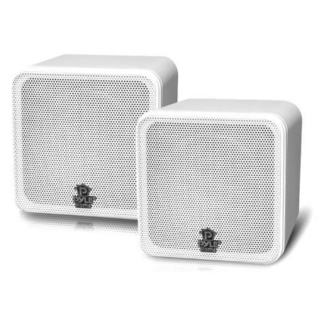Pyle Home PCB4WT 4-Inch 200-Watt Mini Cube Bookshelf Speaker (White)