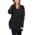 thumbnail image 1 of Asyoly Women's Casual Side Slit Knit Sweater Long Sleeve Solid Color Loose V-Neck Pullover Jumper Top, 1 of 7