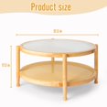 thumbnail image 4 of IVV 2-Tier Round Coffee Table with Tempered Glass Top, Rattan Shelf, and Rubberwood Frame, Ideal for Living Room, Bedroom, Balcony, Patio - 31.5"Dia x 17.3"H, Natural, 4 of 10