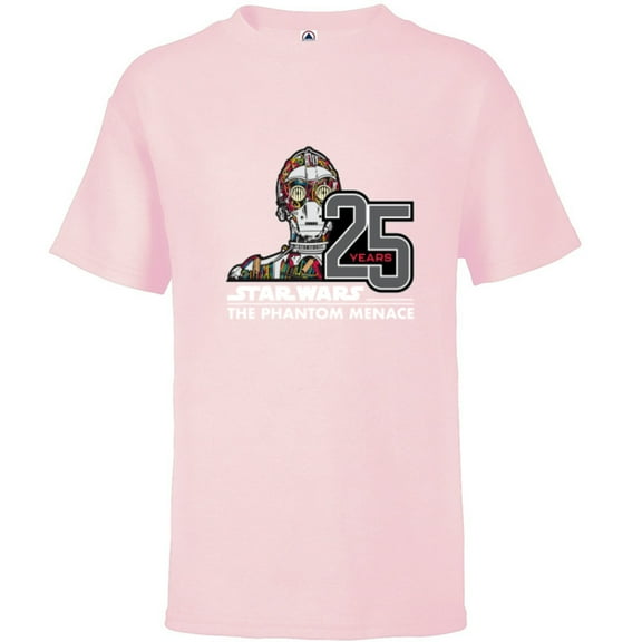Star Wars The Phantom Menace 25th Anniversary Droid C-3PO- Short Sleeve T-Shirt for Kids - Customized-Soft Pink