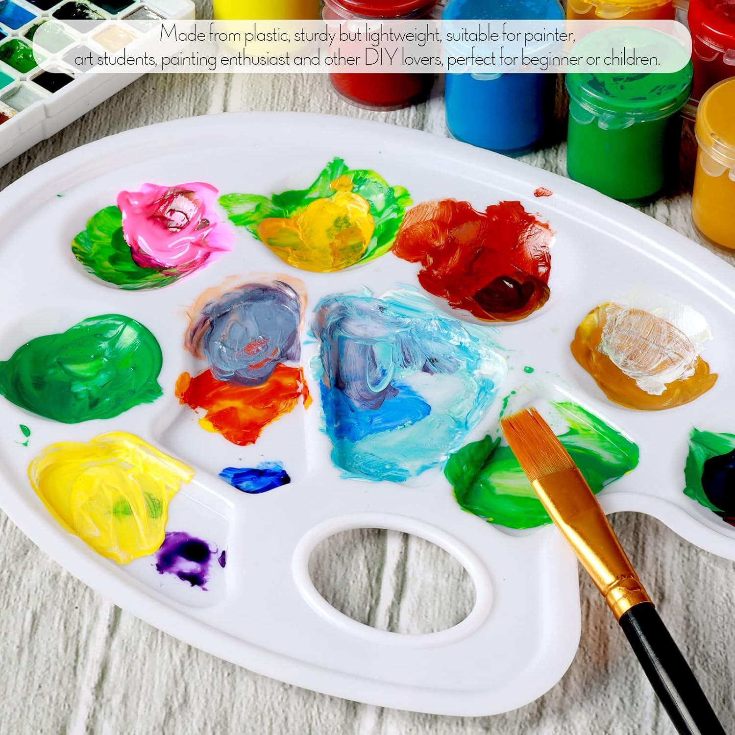 20 PCS Oval Paint Tray Palettes, Plastic Paint Tray Palette, Paint Palette Paint Pallets with Thumb Hole, Paint Holder Tray for Kids, Paint Trays for Kids, Paint Trays for Acrylic Paint