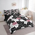 thumbnail image 2 of Feelyou Cartoon Halloween Cat Twin Bedding, Spooky Pumpkin Bedding Comforter Set, Black White, Black Reversible, 7-Piece, 2 of 7
