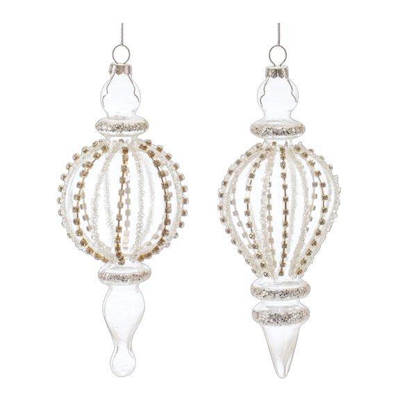 Melrose International Jeweled Glass Finial Drop Ornament (Set of 6)