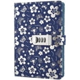 thumbnail image 1 of PU Leather Diary with Lock, A5 Size Diary with Combination Lock Password Journal Locking Personal Diary (Silver)-Silver, 1 of 5