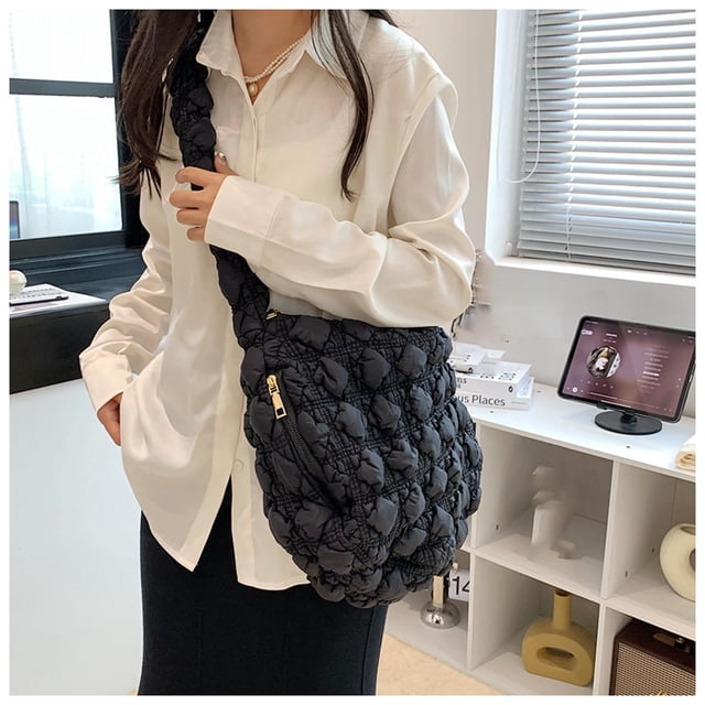 Ganfancp Bolsa Acolchada Tote Bolsas para Mujer Ligero Acolchado Acolchado Hombro Bolsa Abajo Algodón Acolchado Grandes Tote Bolsas Celosía Ofertas Flash Liquidación 1X Bolsa Crossbody Dumpling