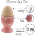 thumbnail image 3 of Servette Home Egg Cup Cute Ceramic Soft Boiled Egg Holder - Set of 2 (Pink Polka Dot), 3 of 6