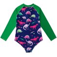 thumbnail image 2 of GYRATEDREAM Girls One Piece Swimsuits Long Sleeve Swimsuit Rash Guard Sunsuit Swimswear Zipper Front Bathing Suit, Size 2-3 Years, 2 of 7