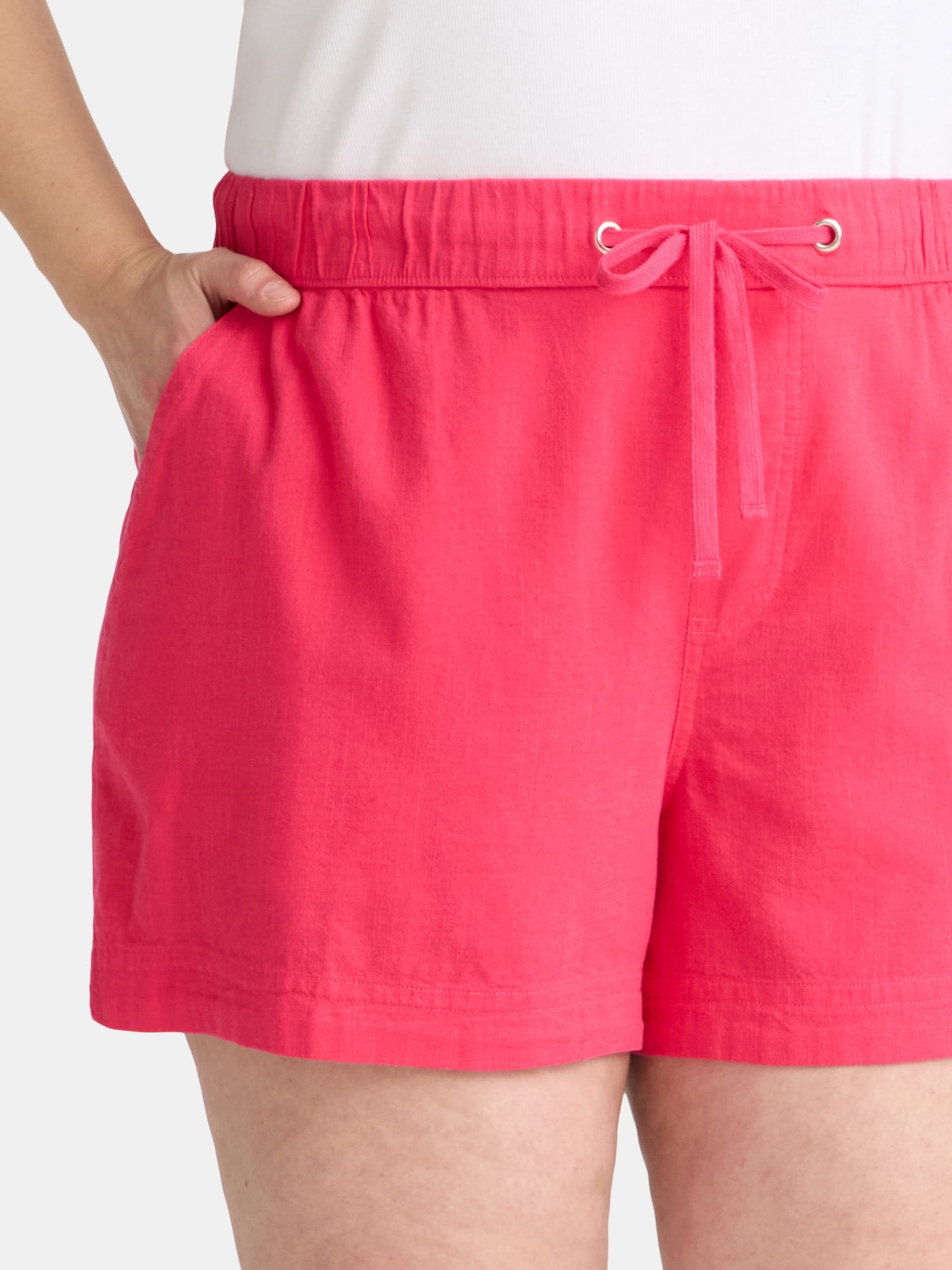 Terra & Sky Women's Plus Size Linen Blend Shorts
