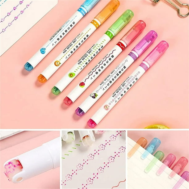 6pcs/set 0.7mm Fine Tip Planner Pens With Fluorescent And Colorful Ink  Refills, Stationery