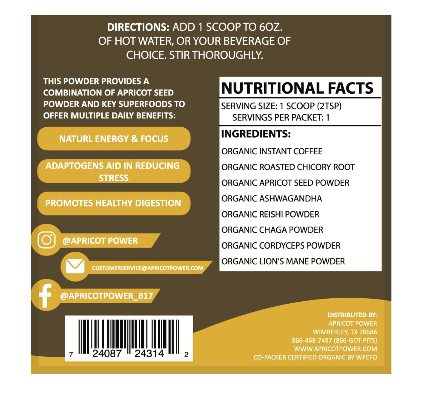 Apricot Power Mushroom Coffee Mix, Organic - 150 g