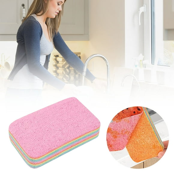 Binwennn PVA Rainbow Tearable Layer Cloth | Super Absorbent Kitchen Cleaning Rags | Thick Stain Remover For Home Use Brush Cup with Holes Hand Wash Bottle Holder Stainless Steel Stainless Appliance