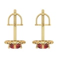 thumbnail image 3 of 0.8808 ct Screw-Back Stud Earrings for Women | 4.5mm Round Cut Natural Garnet | 18K Yellow Gold, 3 of 4