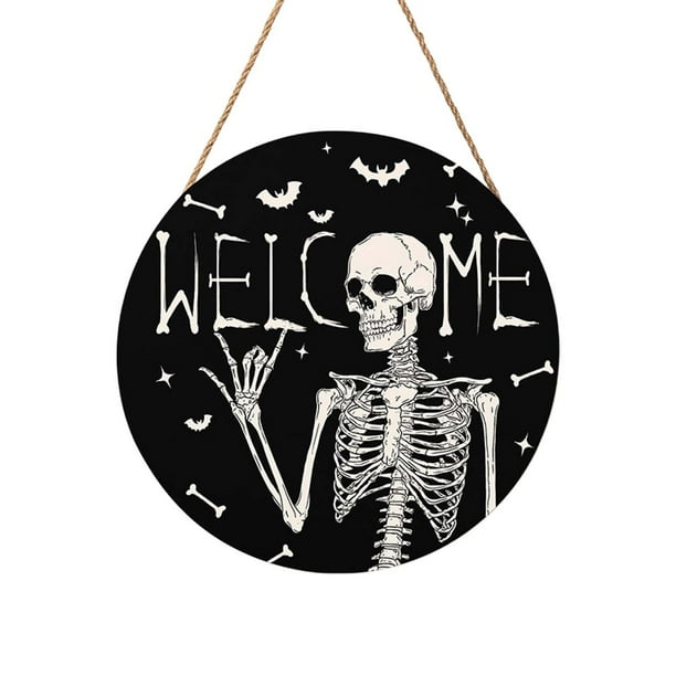 Cartel De Bienvenida De Halloween Para Puerta Principal, Corona De Madera Para Pared, Para Hogar Y Fiestas Al Aire Libre, 1 Unidad