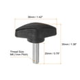 thumbnail image 2 of Uxcell 4 Packs M6 x 20mm Male Thread Tee Wing Knobs Thumb Screw Clamping Knobs Grip Black, 2 of 5