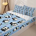 thumbnail image 3 of Manfei Kawaii Panda Zipper Full Size Comforter Sets with Fitted Sheet and 2 Pillowcases, Cartoon Animals Zipper Bedding Set, Light Blue, Polkadot Reversible, 4-Piece, 3 of 7