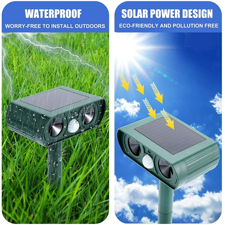  Ultrasonic Animal Repeller,360°Solar Pest Animal Repellent,Cat  Repellent Outdoor,Squirrels Repellent with Motion Sensor & Flashing  Light,Deer Repellent Devices,Repel,Deer,Rabbit,Raccoon,Dog,Bird