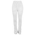 thumbnail image 2 of Pxiakgy Plus Size Pants women's pants pants for women work pants for women Ladies' Solid High Rise Pleated Drawstring Casual Stack Temperament Pants White+XL, 2 of 4
