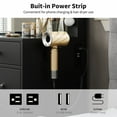 thumbnail image 3 of Yanosaku 9 Drawers Vanity Desk with Power Outlet & Lighted Mirror, Makeup Vanity with Fold-up Panel, Glass Top, Vanity Set 3 Color Modes Adjustable Brightness, Dressing Table for Bedroom, Black, 3 of 5
