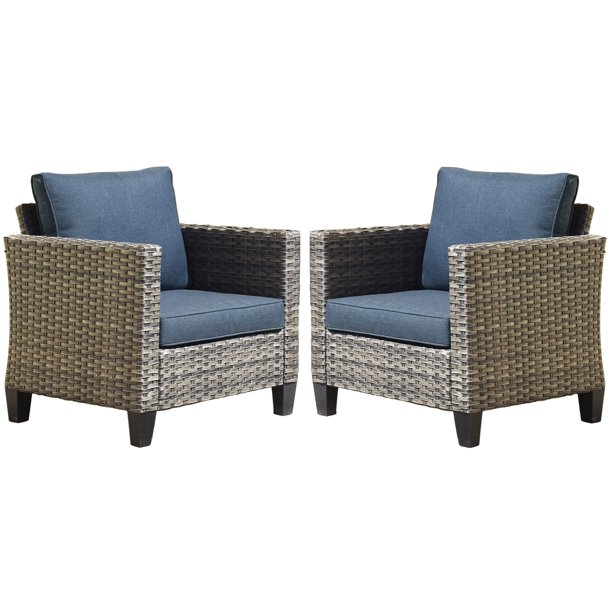 Ovios Outdoor Wicker Chairs Set 2 Pieces Patio Furniture High Back