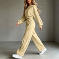 thumbnail image 6 of Kctiaxy Matching Sweat Sets for Women Fashion 2 Piece Outfits Crew Neck Long Sleeve Pullover Crop Tops and Drawstring Straight Wide Leg Pants, 6 of 7