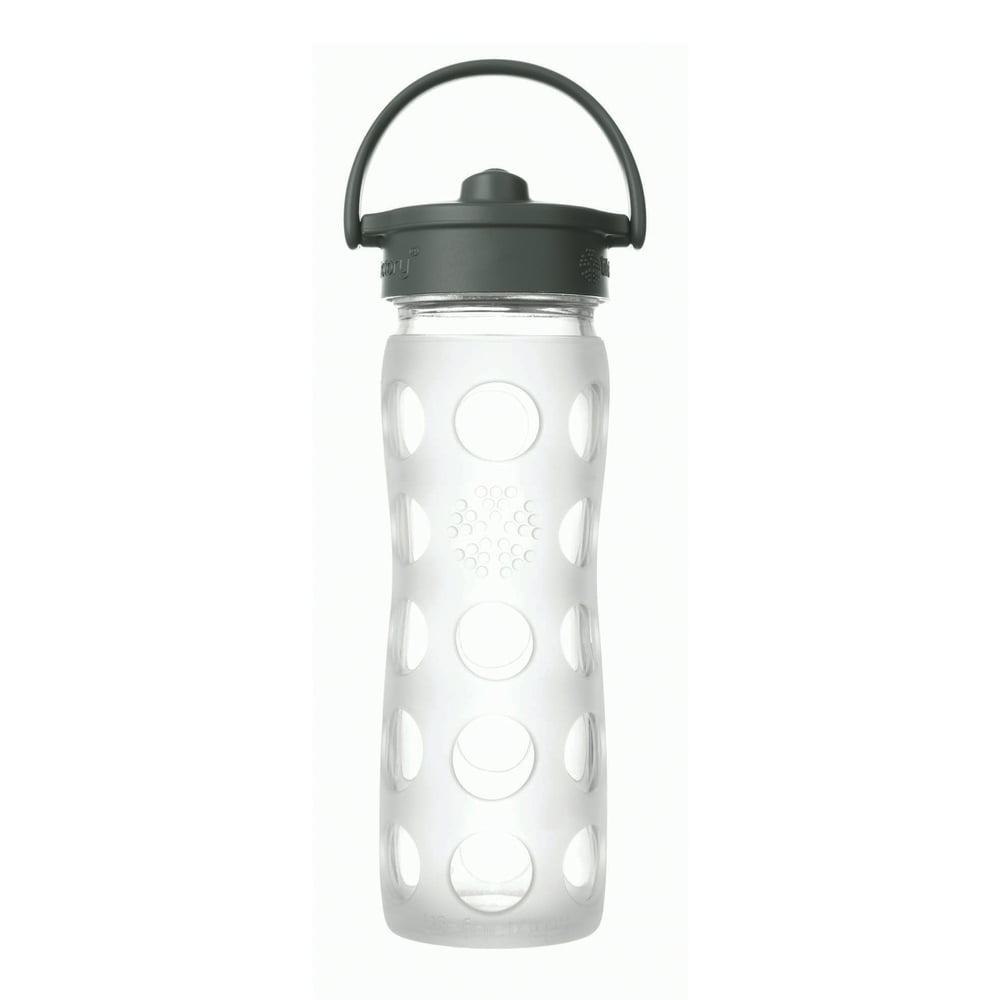 Lifefactory 16oz Glass Water Bottle with Straw Cap Clear