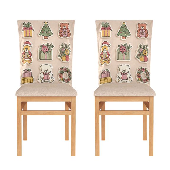 Decorative Chair Back Cover One Size x2 Chair Cover Dining Chair Slipcovers Chair Back Decoration Festival Chair Decoration Cartoon Christmas Patterns