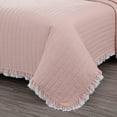 thumbnail image 5 of Chezmoi Collection Bonnie 3-Piece 100% Cotton Quilt Set King Size, Blush - Double Frayed Ruffled Edge Lightweight Pre-Washed Soft-Finished Cotton Bedspread for All Season, 5 of 9