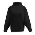 thumbnail image 5 of BXINGOHAI Women Sweater Long Sleeve Mock Neck Knit Pullover Solid Loose Fit Pleated Sweaters Fall Winter Leisure Tops Today Black,XXXL, 5 of 6