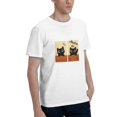 thumbnail image 4 of Men's Framed Cat Scene Graphic T-Shirt, Cotton Blend Crewneck Short Sleeve Casual Tee, 4 of 8