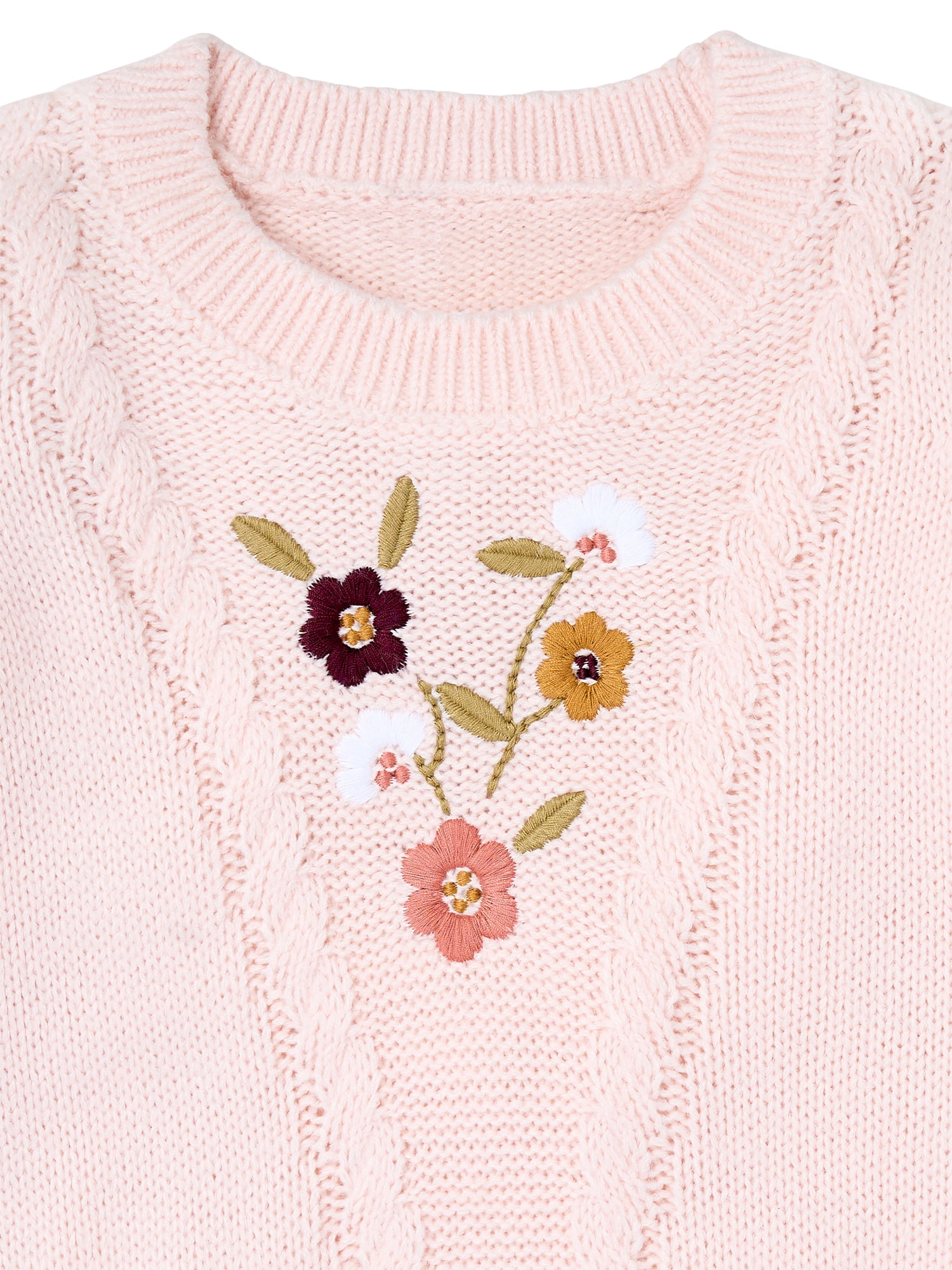 Modern Moments by Gerber Toddler Girl Sweater with Textural Stitches and Embroidery, Sizes 12M-5T