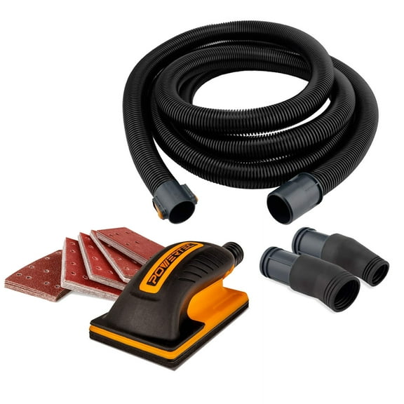POWERTEC 71743 Dust Collection Hose Attachment and Hand Sander Block Kit with Ultra Flex Vacuum Adapters