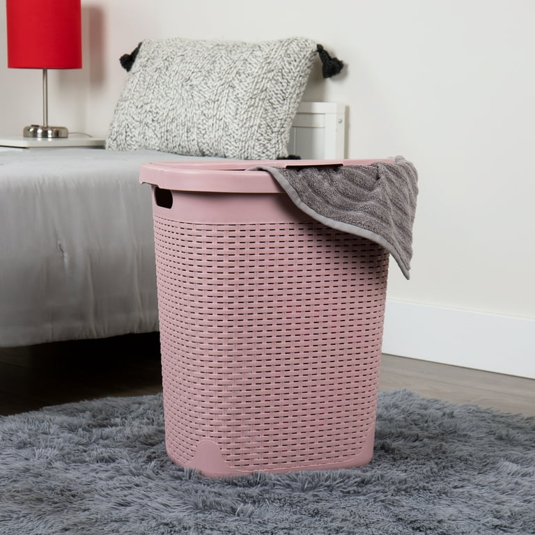 Laundry Basket Flexible Plastic Handle Easy Carry Clothes Washing Tall Pink  Grey