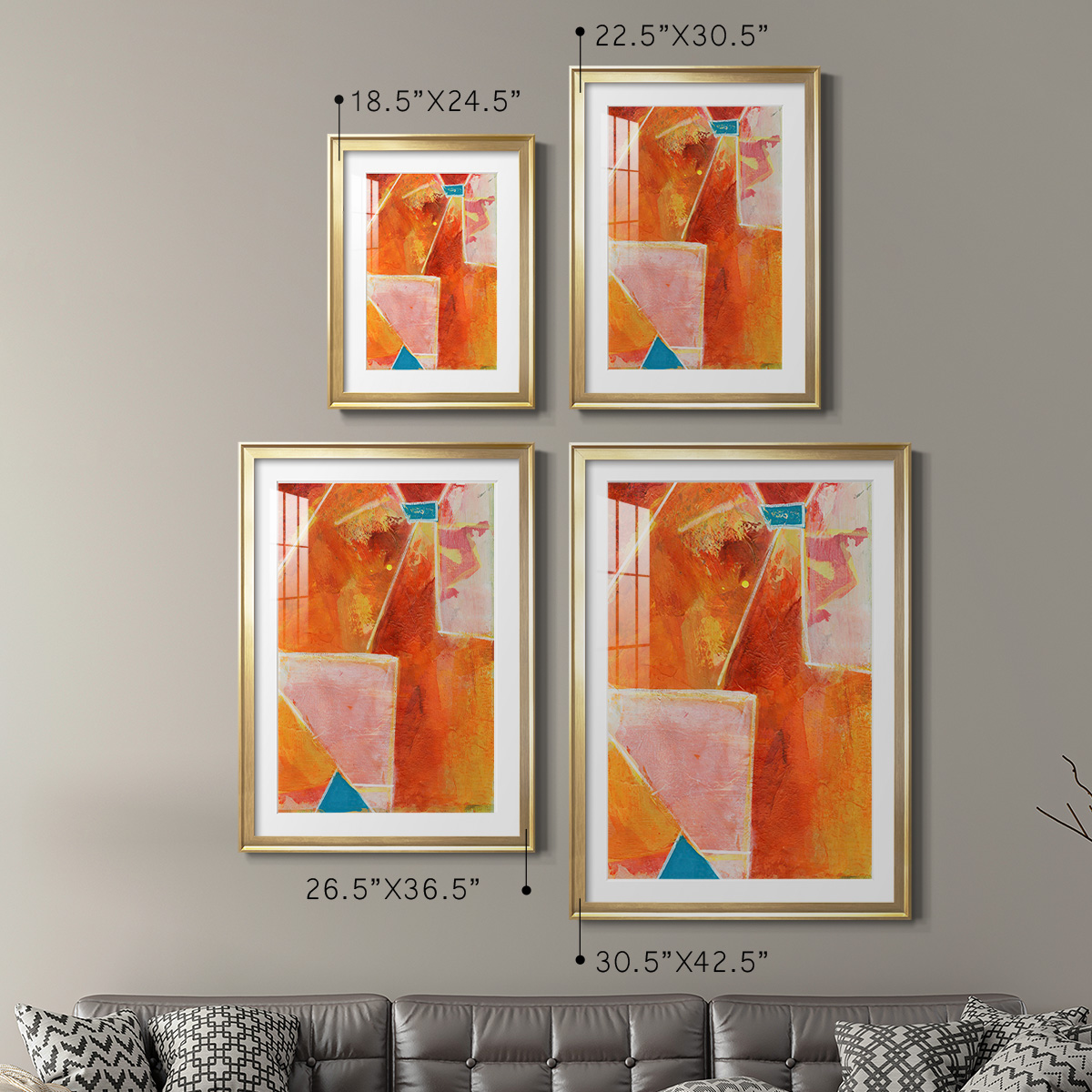 Wexford Home Primary Connection V Premium Framed Print, 26.5" x 36.5" - Ready to Hang, Gold (Set of 2)