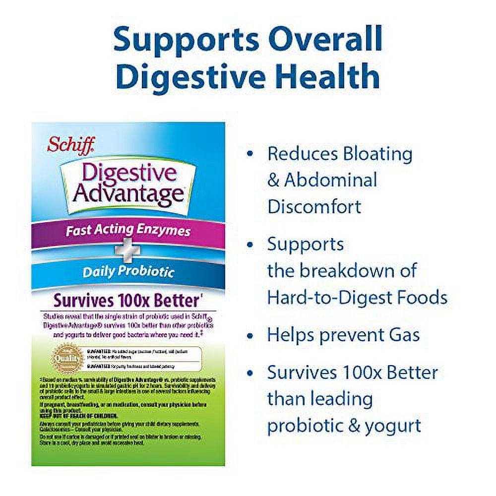 Fast Acting Enzymes Plus Daily Probiotic Capsules, Digestive Advantage (32ct) - Helps Support Breakdown of Hard to Digest Foods & Helps Prevent Gas*, Supports Digestive & Immune Health* (Pack of 2)