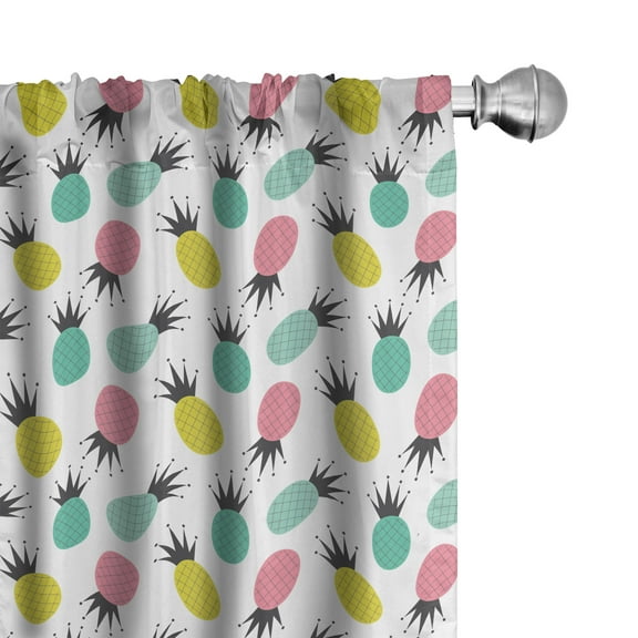 Ambesonne Hawaii Curtains, Composition of Fruit, Pair of 28"x84", Multicolor