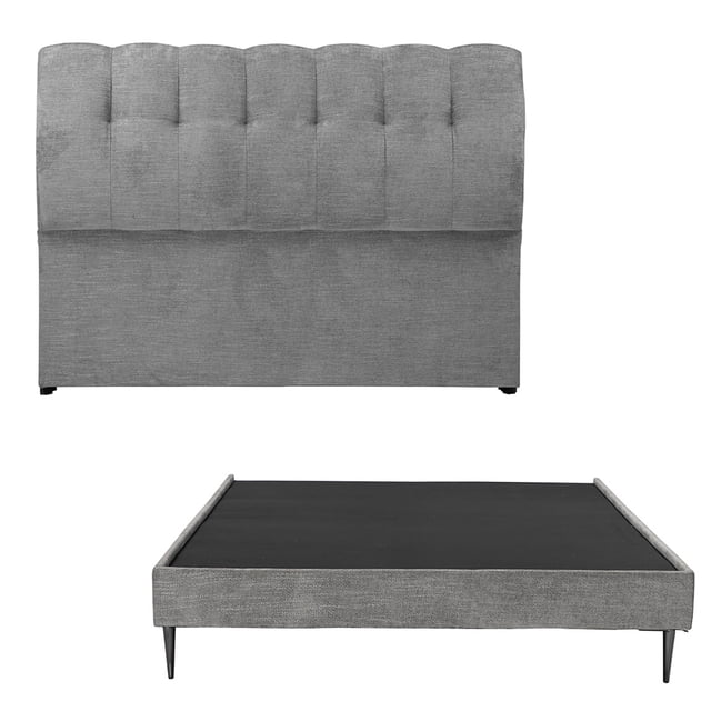 Box Base Cama Slim Queen Size + Cabecera Nube Gris