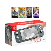 New Nintendo Switch Lite Gray Console Bundle with 4 Games: The Legend of Zelda: Breath of the Wild, Super Mario Maker 2, Octopath Traveler, and Fire Emblem: Three Houses!
