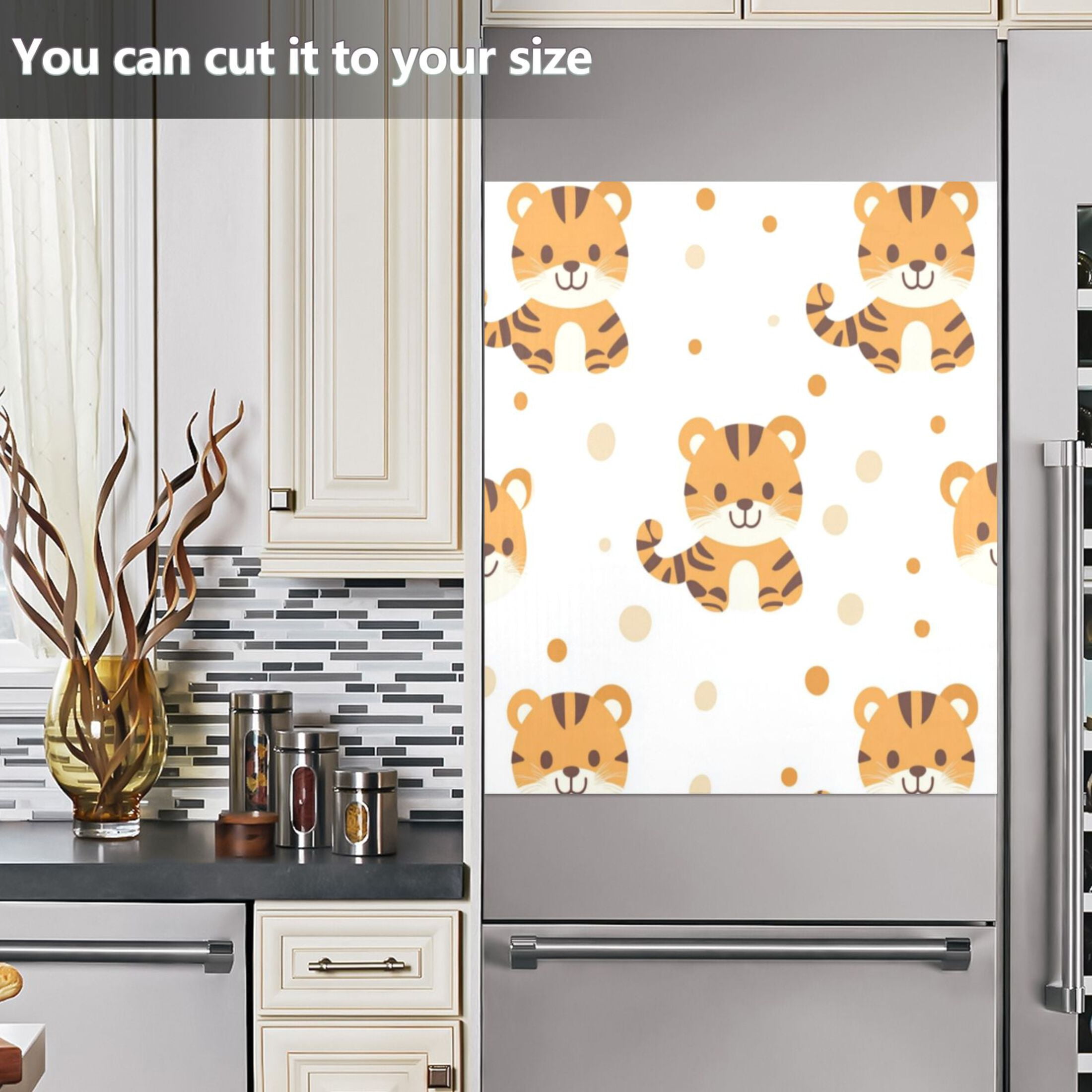 Dishwasher Magnetic Sticker 23x26 Inch Refrigerator Magnetic Sticker Washing Machine Magnetic Sticker Kitchen Panel Magnetic Sticker Home Decor Yellow Cartoon Tiger