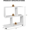 thumbnail image 2 of S Shaped Bookcase w/Staggered Storage, Display Shelf and Room Divider, Librero para Habitacion, Book Shelf for Bedroom, Living Room, Home Office, 2 of 18