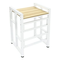 Wildnix Modern Bathroom Washer Dryer Stacking Rack Stand with Adjustable Height and Guardrail, Durable Steel Frame, Elegant White Finish