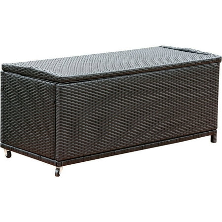 Devon and Claire Pasadena Outdoor Black Wicker Storage Ottoman