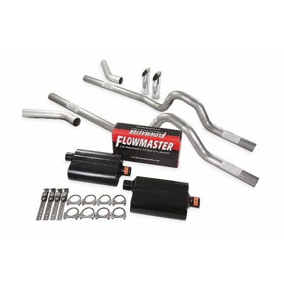 Dual Exhaust Kit 3" Flowmaster Super 40 Corner Exit SW Tips 67-72 Ford F-Series